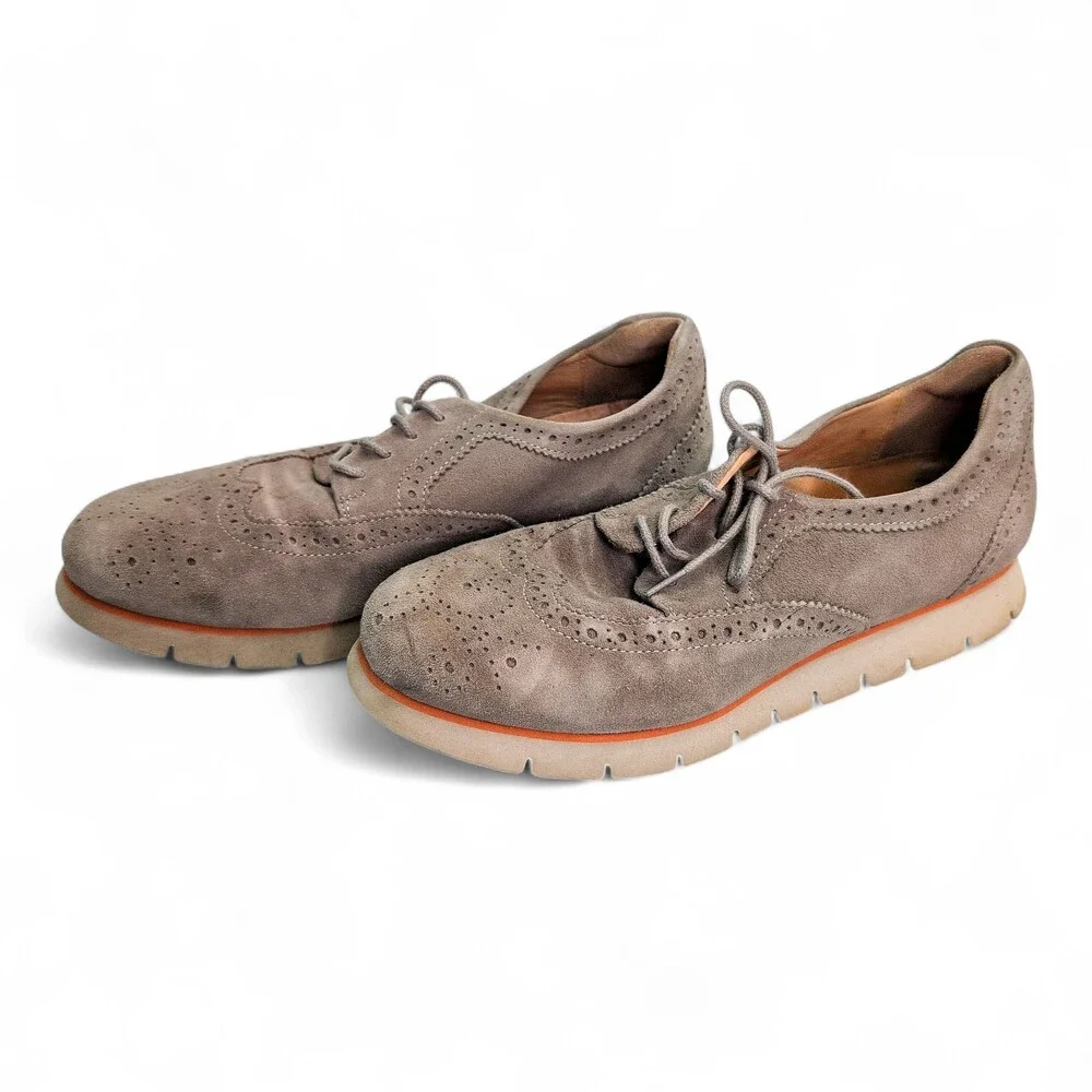 Samuel Hubbard Taupe Suede Wingtip Sneakers -‎ Womens 6.5
